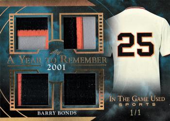 2020 Leaf In The Game Used Sports - A Year to Remember Relics Gold Spectrum Foil #AYR-03 Barry Bonds Front