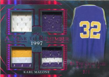 2020 Leaf In The Game Used Sports - A Year to Remember Relics Magenta Spectrum Foil #AYR-23 Karl Malone Front