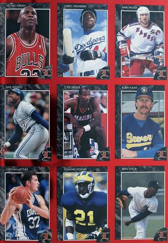 1992 Legends Sports Memorabilia - Panels #46-54 Michael Jordan / Darryl Strawberry / Mark Messier / Dave Winfield / Clyde Drexler / Robin Yount / Christian Laettner / Desmond Howard / Brien Taylor Front