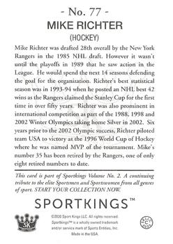 2021 Sportkings Volume 2 #77 Mike Richter Back