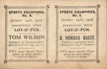 1922 Amalgamated Press Lot-O-Fun Sports Champions - Uncut pairs #5/6 Benjamin Howard Baker / Tom Wilson Back