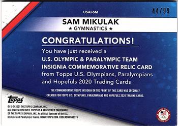 2021 Topps U.S. Olympic & Paralympic Team & Hopefuls - USOC Insignia Commemorative Relics #USAI-SM Sam Mikulak Back