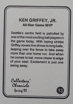 1993 Collectors' Chronicle #13 Ken Griffey Jr. Back