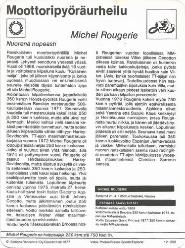1977 Sportscaster Series 12 Finnish #12-266 Michel Rougerie Back