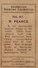 1932 Godfrey Phillips Australian Sporting Celebrities #41 Bobby Pearce Back