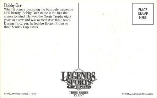 1992 Legends Sports Memorabilia Postcards Third Series #7 Bobby Orr Back