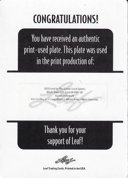 2020 Leaf In The Game Used Sports - Baseball Redraft Printing Plates Black #BBR-10 Ken Griffey Jr. / Craig Biggio / Albert Belle / Mike Mussina Back