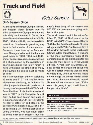 1977-80 Sportscaster Series 14 (UK) #14-08 Victor Saneev Back