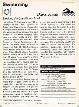 1977-80 Sportscaster Series 3 (UK) #03-11 Dawn Fraser Back