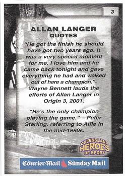 2002 Courier Mail Sunday Mail Queensland Heroes of Sport #3 Allan Langer Back