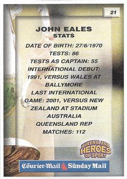 2002 Courier Mail Sunday Mail Queensland Heroes of Sport #21 John Eales Back