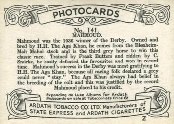 1938 Ardath Tobacco Company Photocards Group Z #141 Mahmoud / Charlie Smirke Back