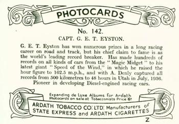 1938 Ardath Tobacco Company Photocards Group Z #142 Captain Eyston Back