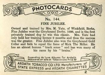 1938 Ardath Tobacco Company Photocards Group Z #144 Fine Jubilee Back