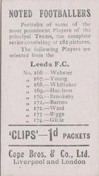 1910 Cope Brothers Noted Footballers #168 Whitaker Back