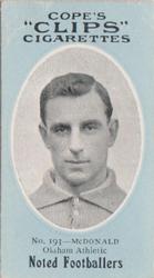1910 Cope Brothers Noted Footballers #193 Hugh McDonald Front