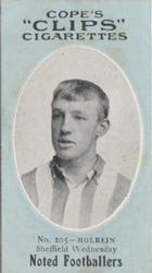 1910 Cope Brothers Noted Footballers #205 Walter Holbem Front