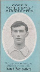 1910 Cope Brothers Noted Footballers #332 Billy Wareing Front