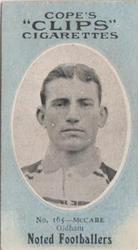 1910 Cope Brothers Noted Footballers #165 McCabe Front