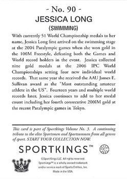 2022 Sportkings Volume 3 - Blue Framed #90 Jessica Long Back