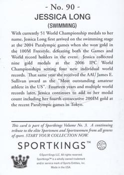 2022 Sportkings Volume 3 - Blue Framed #90 Jessica Long Back