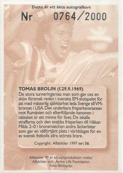1997 Alfabilder Autographs #36 Tomas Brolin Back