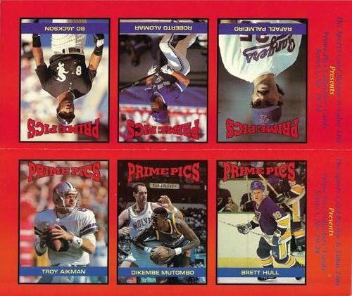 1992 The Sports Card Review & Value Line Prime Pics - Panels #19-24 Bo Jackson / Roberto Alomar / Rafael Palmeiro / Brett Hull / Dikembe Mutombo / Troy Aikman Front