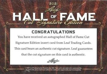 2021 Leaf Hall of Fame Cut Signature Edition #NNO Tony Dungy Back