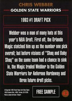 1992-94 Pocket Pages Cards - Free Samples #43 Chris Webber Back