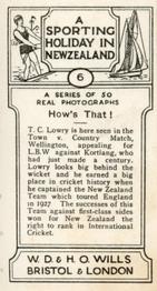 1928 Wills's A Sporting Holiday In New Zealand #6 How's That? Back