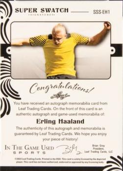 2022 Leaf In The Game Used Sports - Super Swatch Signatures Purple #SSS-EH1 Erling Haaland Back