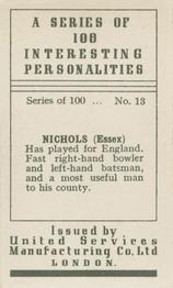 1935 United Services Interesting Personalities #13 Stan Nichols Back