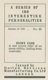 1935 United Services Interesting Personalities #28 Dicky Case Back