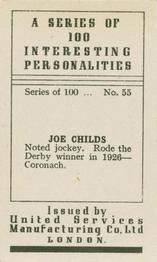 1935 United Services Interesting Personalities #55 Joe Childs Back