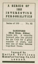 1935 United Services Interesting Personalities #65 Teddy Sandford Back