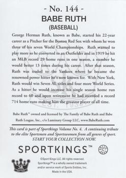 2023 Sportkings Volume 4 #144 Babe Ruth Back