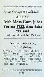 1936 Allen's Sports and Flags of Nations - Irish Moss Gum Jubes #32 Brazil Back
