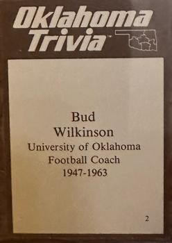 1985 Oklahoma Trivia #2 Bud Wilkinson Back