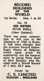1956 Cadet Sweets Record Holders of the World 1st Series #18 800 Metres Back