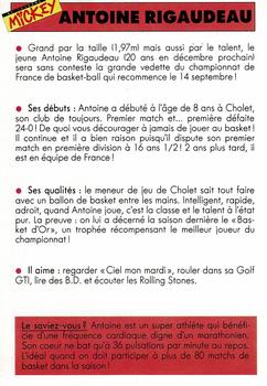 1991 Le Journal de Mickey Les espoirs du sport pour 1992 #2 Antoine Rigaudeau Back