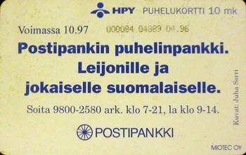 1995-01 HPY Phonecards (Finnish) #HPY-E40 Mitäs me Leijonat!!! Back