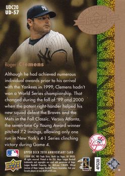 2008 Upper Deck 20th Anniversary #UD-57 Roger Clemens Back