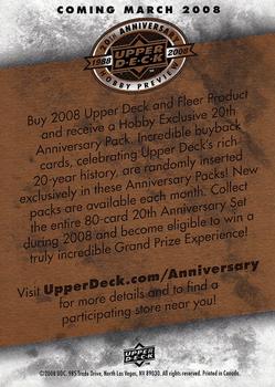 2008 Upper Deck 20th Anniversary #NNO Info Card Back