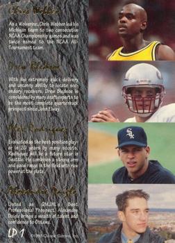 1993 Classic Four Sport - Limited Prints #LP1 Alex Rodriguez / Chris Webber / Drew Bledsoe / Alexandre Daigle Back