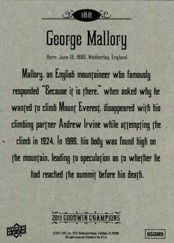 2011 Upper Deck Goodwin Champions #188 George Mallory Back