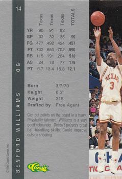 1992 Classic Four Sport #14 Benford Williams Back