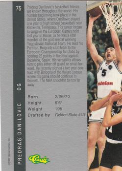 1992 Classic Four Sport #75 Predrag Danilovic Back