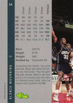 1992 Classic Four Sport - Gold #54 Alonzo Mourning Back