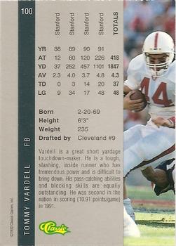 1992 Classic Four Sport - Gold #100 Tommy Vardell Back