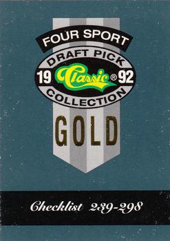 1992 Classic Four Sport - Gold #324 Checklist 5 Front